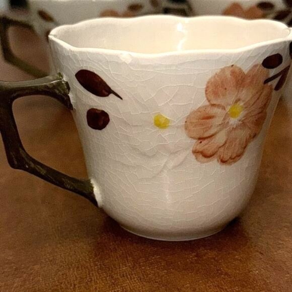 Set Of 3 Cameo Florals Oven To Table Ceramic Mugs With Peach Blossom Design - Picture 5 of 14